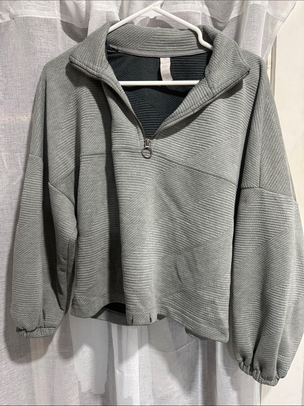 Women's Ribbed Half-Zip Pullover Sweater - Gray